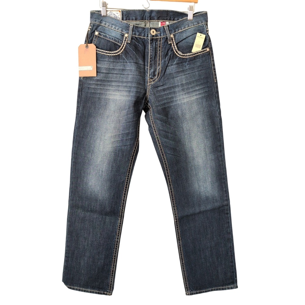 NWT Stetson Mens Modern Straight Leg Jeans Size 34x34 Blue Quality Denim Western